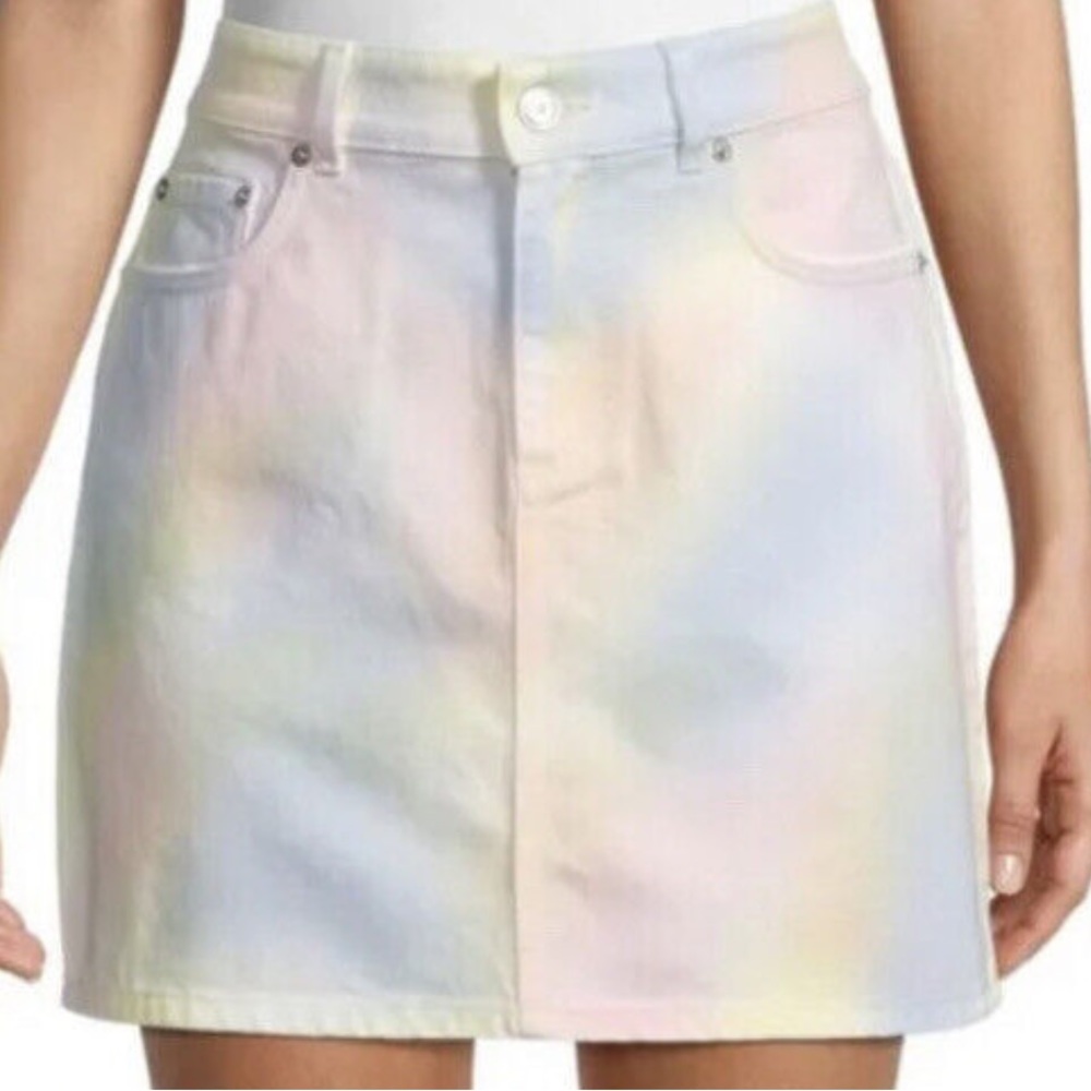 Ganni multi colored wash jean skirt sz 40 NWT😍😍😍